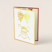 カスタムサンタ・イン・シェーズ・アンド・クロス・カネス・クリスマス 箔カード (正面)