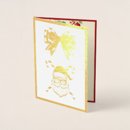 カスタムサンタ・イン・シェーズ・アンド・クロス・カネス・クリスマス 箔カード