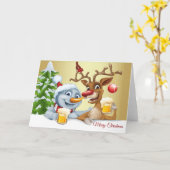 カスタムサンタ&トナディアホリデーカードを飲む カード (黄色い花)