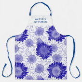 カスタムサンフラワーズブルー エプロン (正面)