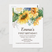 カスタムサンフラワーズユーカリプトゥス1st誕生日 ポストカード (正面/裏面)