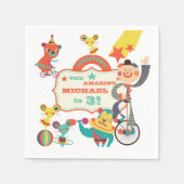 カスタムサーカスアクス誕生日紙ナプキンス スタンダードカクテルナプキン (正面)