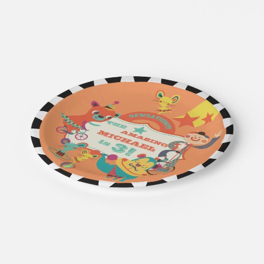 カスタムサーカスアクス誕生日紙プレート ペーパープレート (アングル)