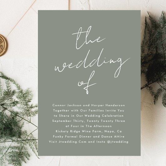 カスタムサージグリモダンン白結婚名 招待状