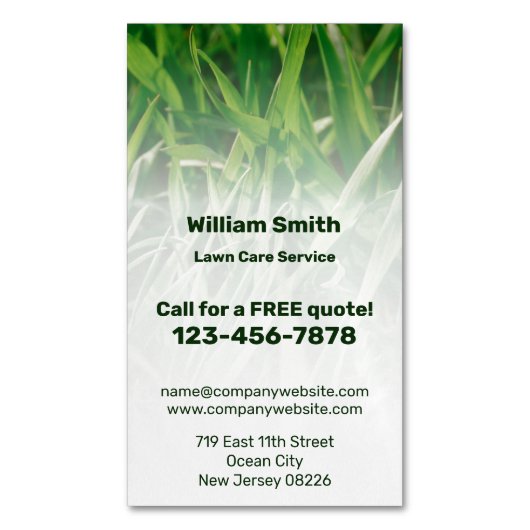 カスタムサービスのフォトグリーン気に芝生 マグネット名刺 (正面縦)
