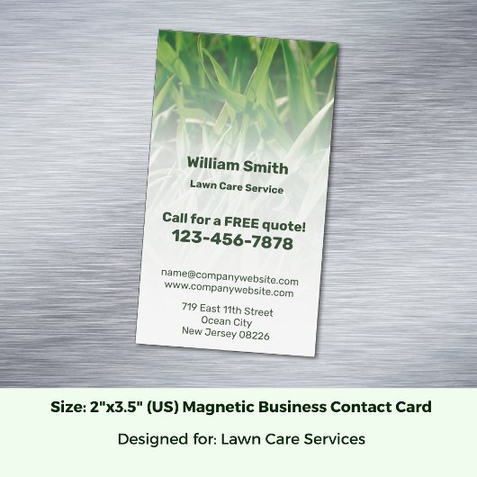 カスタムサービスのフォトグリーン気に芝生 マグネット名刺