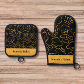 カスタムシェフのシームレスパターンキッチン 鍋つかみ&鍋敷きセット