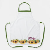 カスタムシェフ名ひまわりウォメン縁どズフローラ エプロン (正面)