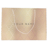 カスタムシェブロン形状金属バラ金ゴールドフォキシエ ラージペーパーバッグ (裏面)