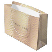 カスタムシェブロン形状金属バラ金ゴールドフォキシエ ラージペーパーバッグ (裏面アングル)