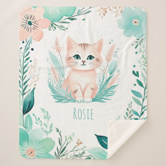 カスタムシェルパベビーブランケットボホキッテンデザイン シェルパブランケット (正面)