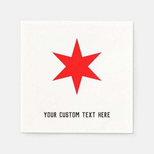 カスタムシカゴ国旗の赤6ポイント星テンプレート スタンダードカクテルナプキン (正面)