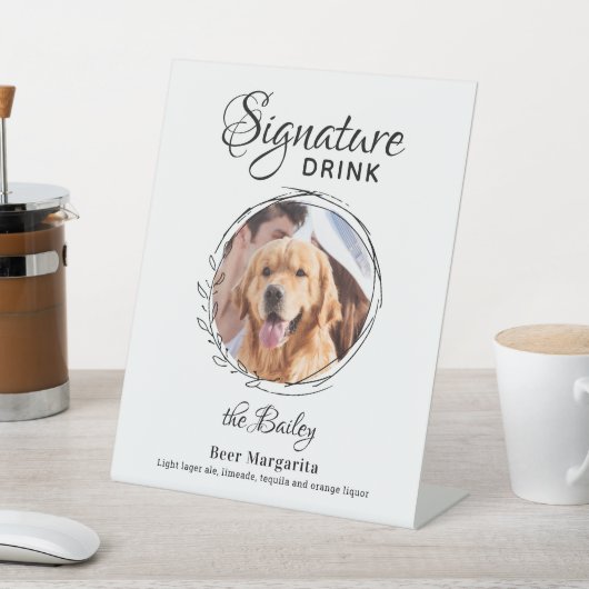 カスタムシグネチャードリンクフォトドッグバーペット結婚ズ 台座サイン (インサイチュ)