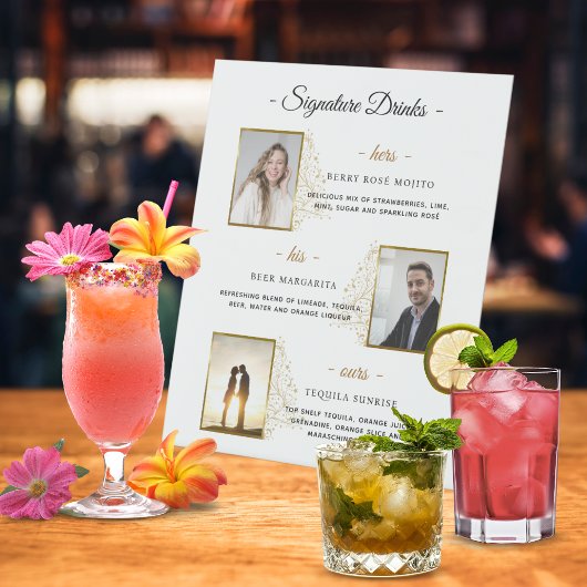 カスタムシグネチャードリンク金ゴールド冬の結婚式の写真 台座サイン