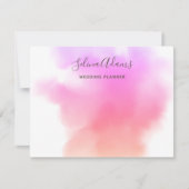 カスタムシグネチャーレインボーピンク金ゴールド水彩 ノートカード (正面)