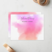 カスタムシグネチャーレインボーピンク金ゴールド水彩 ノートカード (正面/裏面インサイチュ)