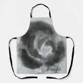 カスタムシグネチャー白黒の水色フローラ エプロン (正面)
