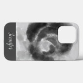 カスタムシグネチャー白黒の水色フローラ Case-Mate iPhoneケース (裏面 (横))