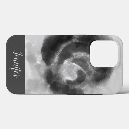 カスタムシグネチャー白黒の水色フローラ Case-Mate iPhoneケース (裏面 (横))