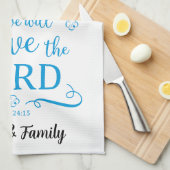 カスタムシグネチャー ヨシュア24:15 ハンドタオル (青) (四つ折り)