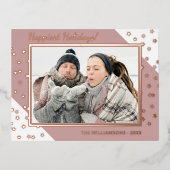 カスタムシックきらめく星パターンバラ金ゴールド 箔シーズンポストカード (正面)