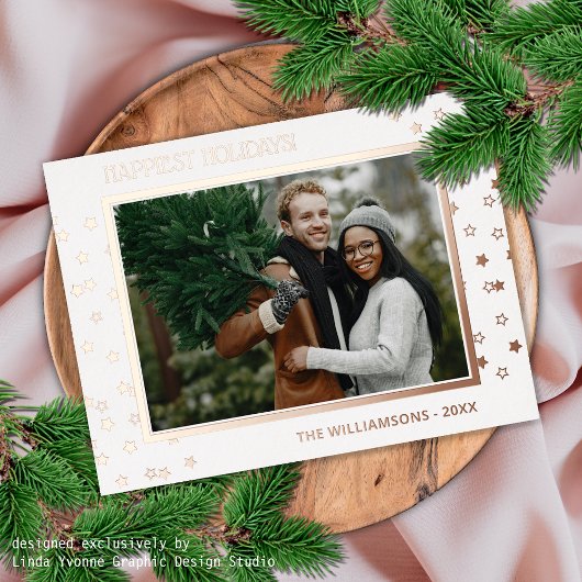 カスタムシックきらめく星パターンバラ金ゴールド 箔シーズンポストカード