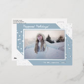 カスタムシックきらめく星模様シルバー 箔シーズンポストカード (正面/裏面)