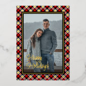 カスタムシックなバッファローランバージャックプレイドパターン金ゴールド 箔シーズンカード (正面)