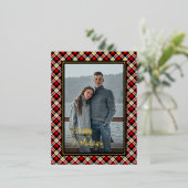 カスタムシックなバッファローランバージャックプレイドパターン金ゴールド 箔シーズンポストカード (立ち正面)