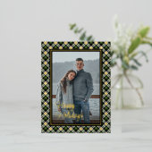 カスタムシックなバッファローランバージャックプレイドパターン金ゴールド 箔シーズンポストカード (立ち正面)