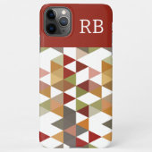 カスタムシックな濃い赤の緑のチューペブラウンポリゴンアート iPhoneケース (裏面)