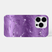 カスタムシックな紫の銀グリッターパターガーリーン iPhoneケース (裏面横)