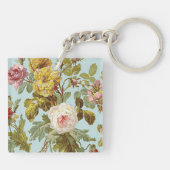 カスタムシックスタイリッシュヴィンテージピンクローゼフラワーズ キーホルダー (裏面)