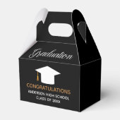 カスタムシックブラックおめでとうパーティー フェイバーボックス (正面サイド)