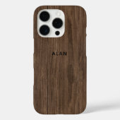 カスタムシックモダンレトロダークブラウンウッドグレイン Case-Mate iPhoneケース (裏面)