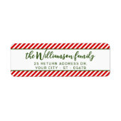 カスタムシックレッドホワイトペパーミントキャンディストライプー ラベル (正面)