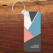 カスタムシック幾何学的お尻ブロックアートパターン キーホルダー (正面)