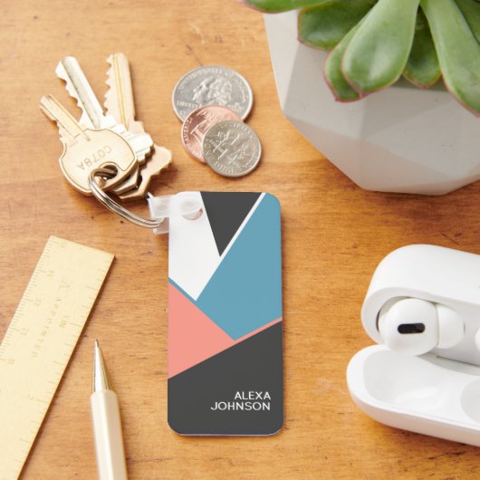 カスタムシック幾何学的お尻ブロックアートパターン キーホルダー (デスク)