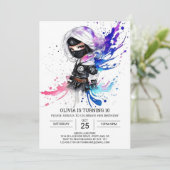 カスタムシック忍者ガール誕生日 招待状 (スタンド正面)