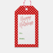 カスタムシック白シンプル水玉模様パターン上の赤 ギフトタグ (正面)