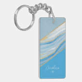 カスタムシック金ゴールドグリッターラグジュアリーマーブルアートパターン キーホルダー (正面左)