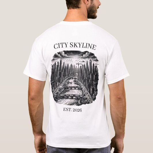 カスタムシティスカイライン設立年 Tシャツ (裏面)