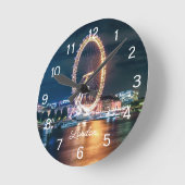 カスタムシティスケープ観覧車ナイトトラベルロンドン ラウンド壁時計 (傾斜)