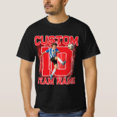 カスタムシニアサッカー選手、チーム名と背番号 Tシャツ (正面)