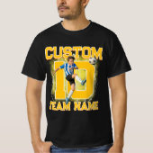 カスタムシニアサッカー選手、チーム名と背番号 Tシャツ (正面)