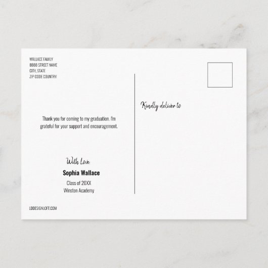 カスタムシニア卒業写真ありがとう 案内ポストカード (裏面)