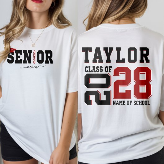 カスタムシニア2028ママTシャツ、卒業記念品 Tシャツ