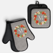 カスタムシャビーシックポピーとデイジーリース 鍋つかみ&鍋敷きセット