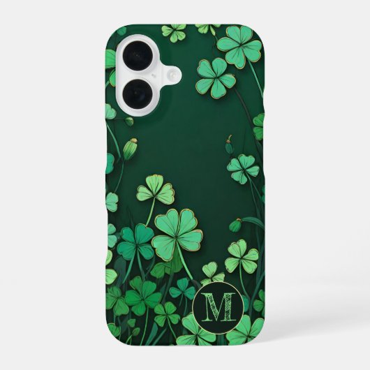 カスタムシャムロックの牧草地 iPhone 16ケース (裏面)