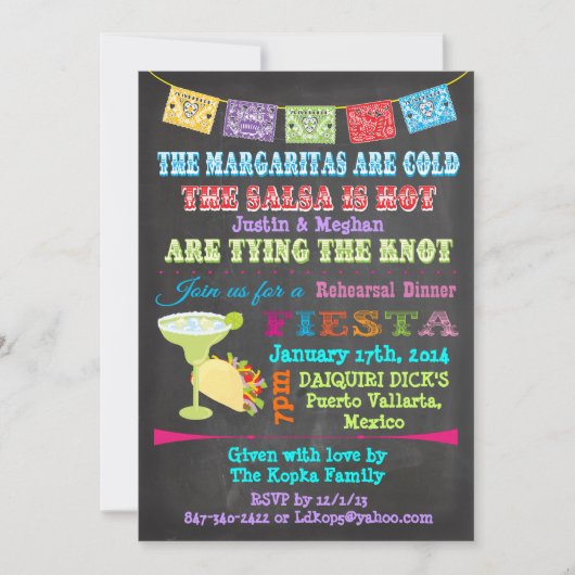 カスタムシャルボードメキシカンフィ連絡エスタデザイナー! 招待状 (正面)